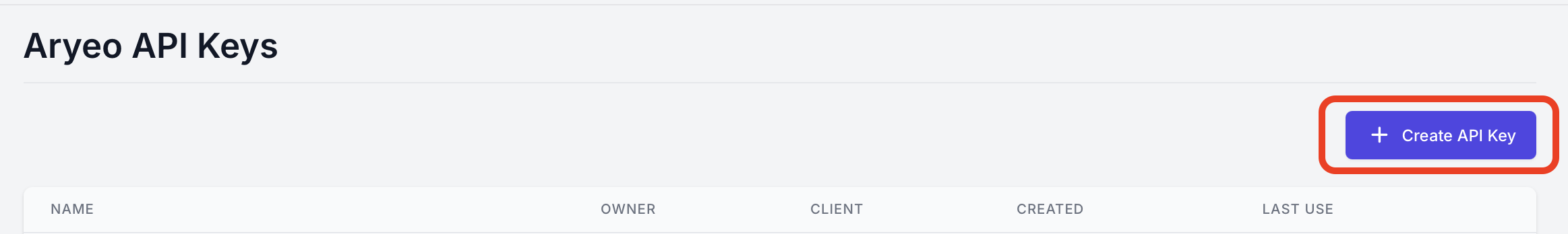 Creating an Aryeo API key