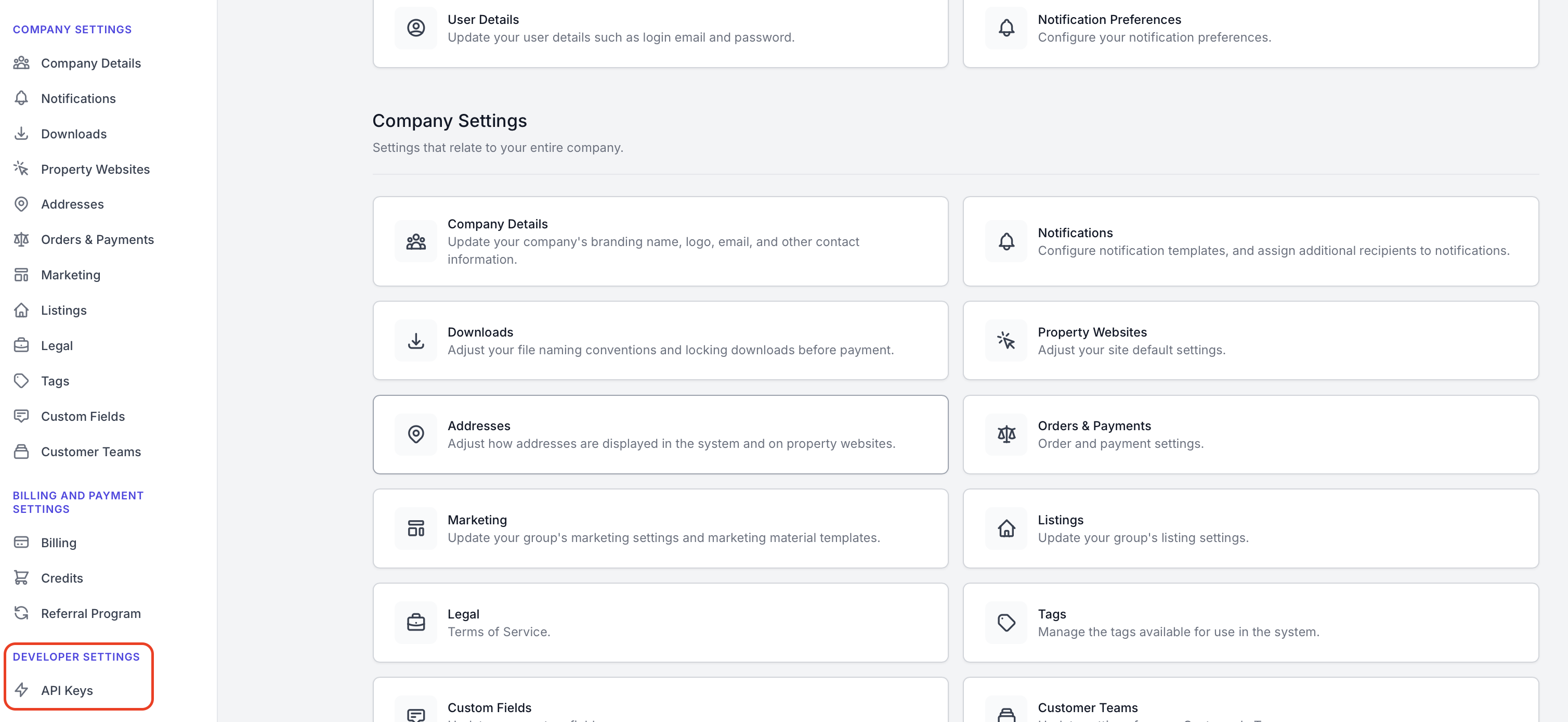 Aryeo Developer Settings location